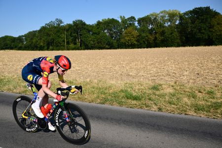 Lidl-Trek's Dutch rider Riejanne Markus competes in a breakaway during the second (out of 9) stage of the fifth edition of the Women's Tour de France cycling race, 147.9 km from Aigle to Geneva, on August 2, 2026. (Photo by Nicolas TUCAT / AFP via Getty Images)