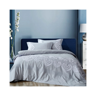 Embroided grey duvet cover set