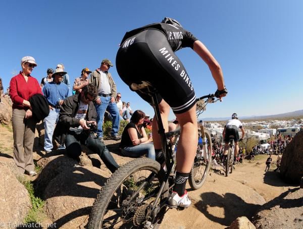 A Mikes Bikes ride begins a slickrock descent