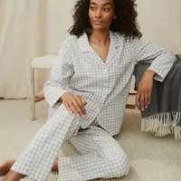 The White Company Stitch-Detail Cotton Gingham Pyjama Set, was £80, now £64 | The White Company