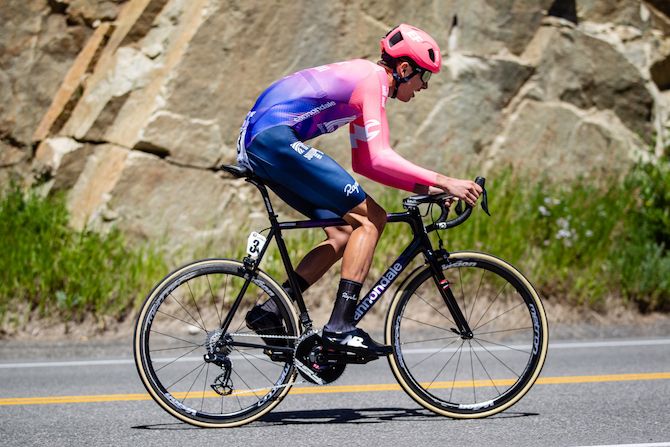 Joe Dombrowski (EF Education First) climbs during the prologue at the 2019 Tour of Utah