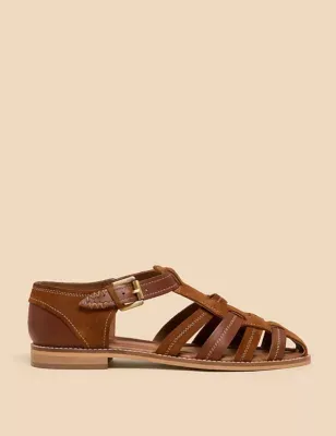 Leather Ankle Strap Fisherman Sandals