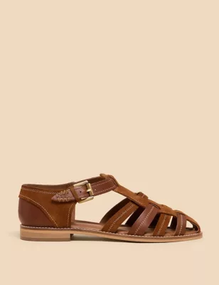 Leather Ankle Strap Fisherman Sandals