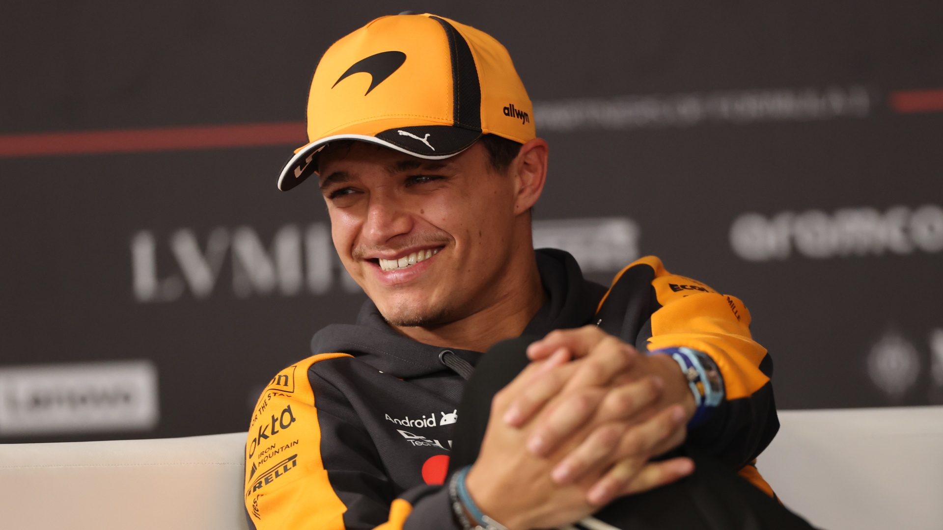 F1 driver Lando Norris of McLaren at a press conference ahead of the 2026 Australian Grand Prix