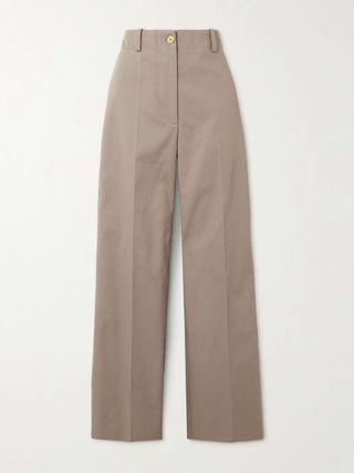 Cotton-Twill Wide-Leg Pants