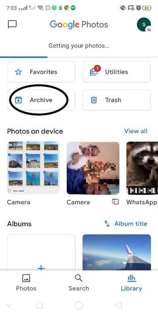 a phone screenshot of Google Photos' folders