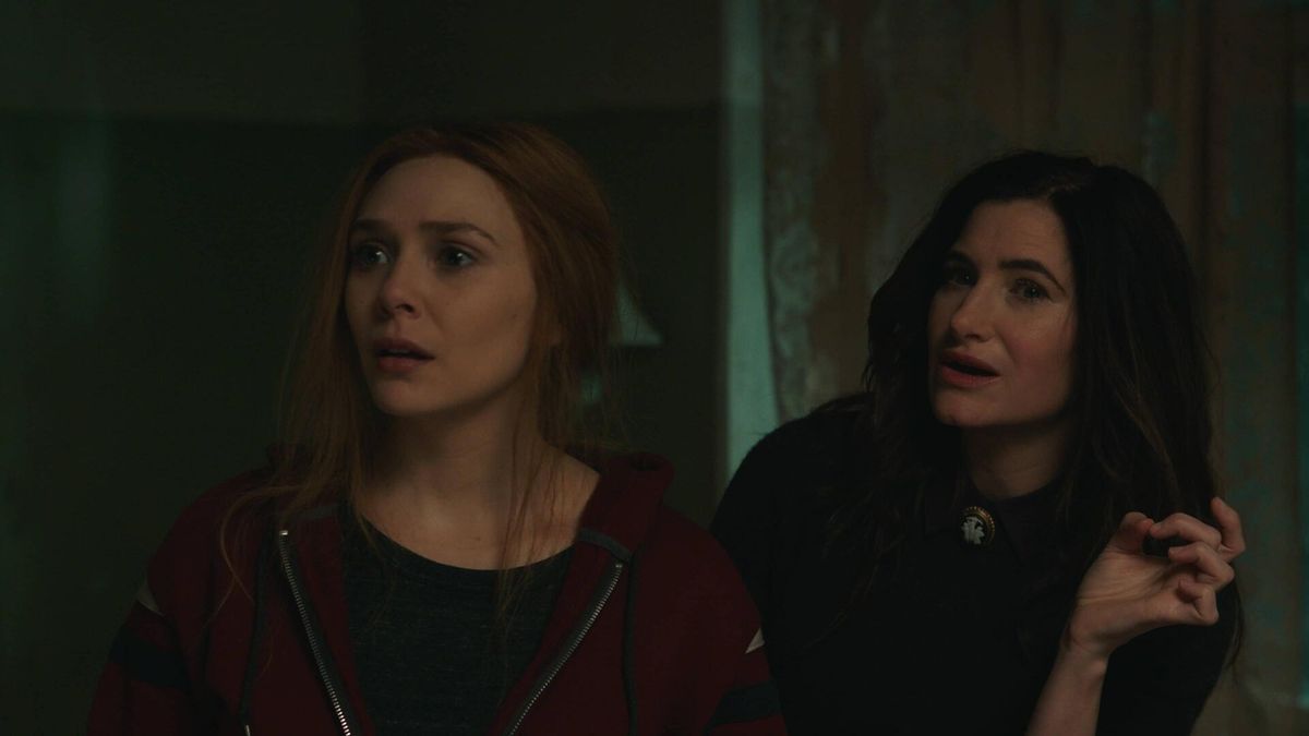 Elizabeth Olsen and Kathryn Hahn as Wanda and Agatha in &#039;WandaVision.&#039;