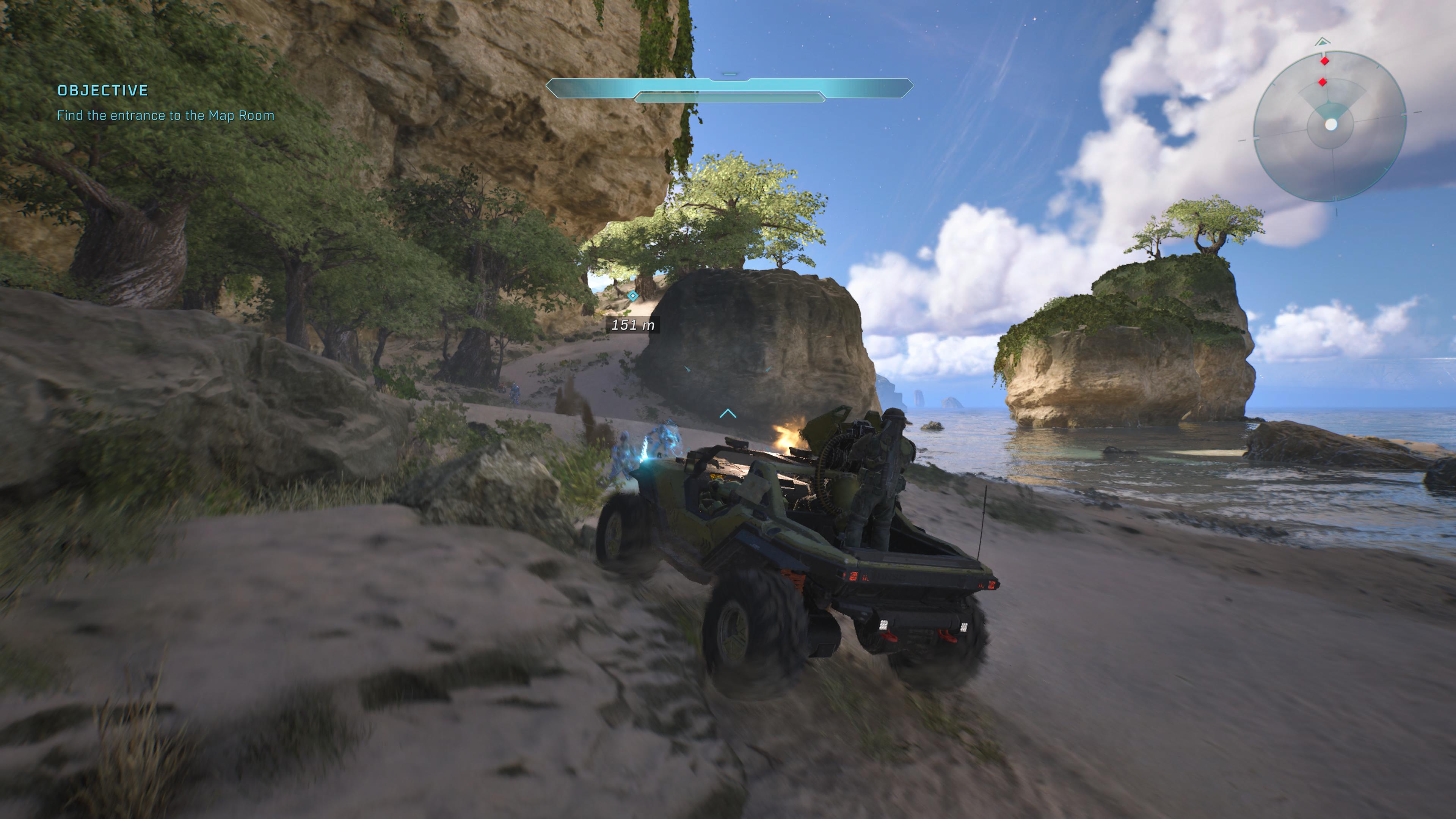 Screens of the game Halo, a sci-fi landscape