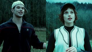 Kellan Lutz and Ashley Greene as Emmett and Alice Cullen in Twilight baseball scene