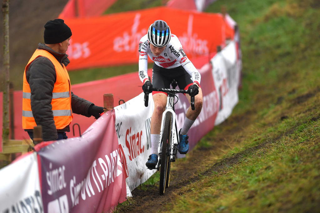 RUCPHEN NETHERLANDS DECEMBER 18 Puck Pieterse of The Netherlands and Team Alpecin Fenix competes during the 9th Rucphen UCI CycloCross Worldcup 2021 Womens Elite CXWorldCup UCIcyclocrossWC on December 18 2021 in Rucphen Netherlands Photo by Luc ClaessenGetty Images