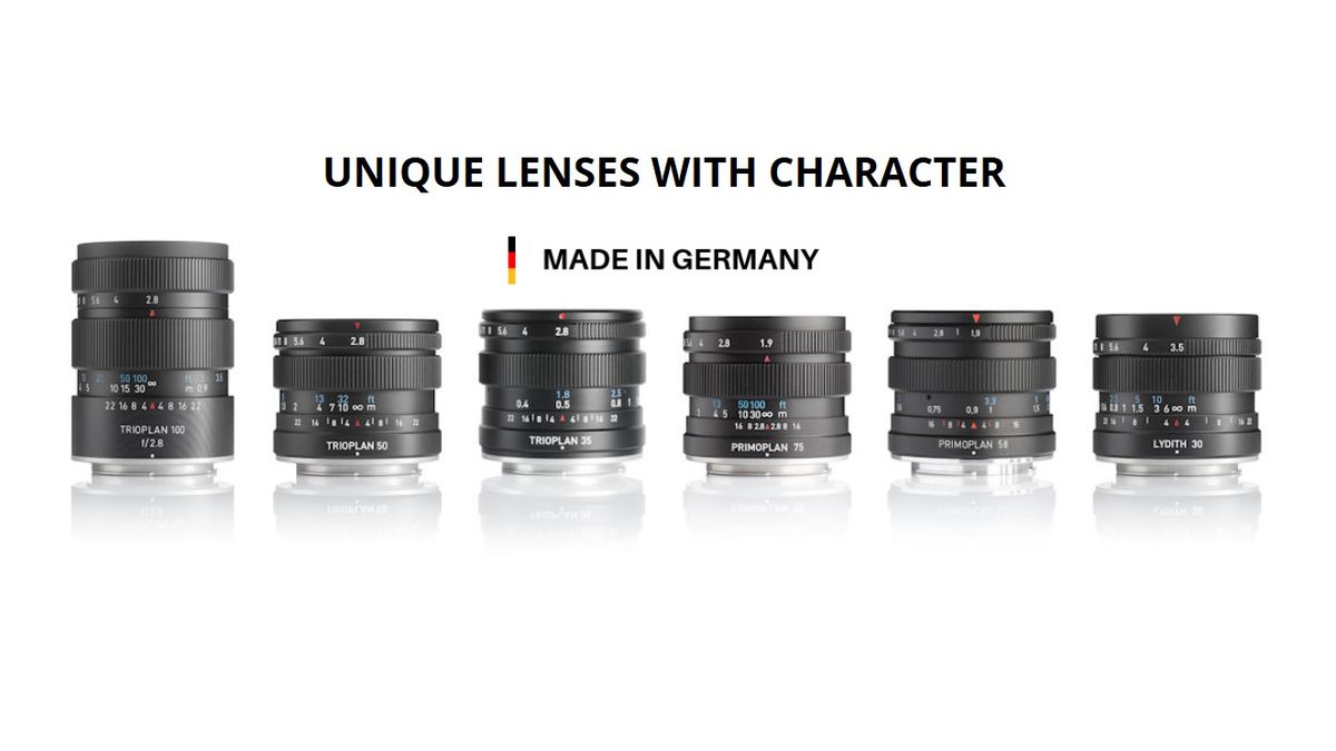 Meyer Optik Gorlitz lens range against a white backdrop