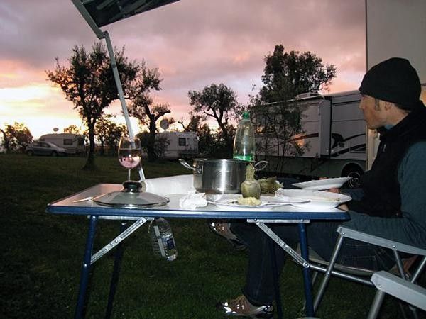 Mike enjoys the sunset from the RV.