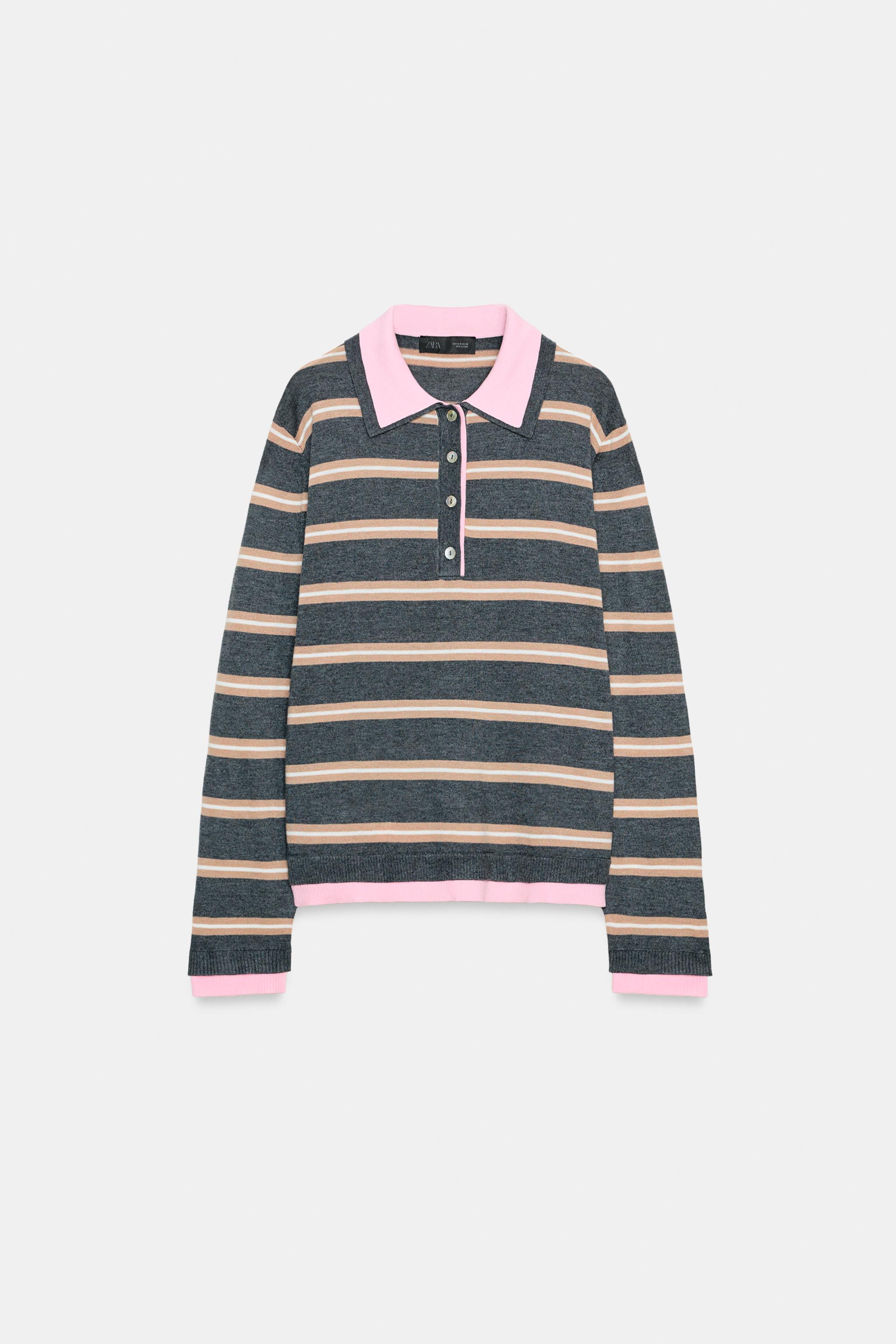 Striped Combined Knit Polo Shirt