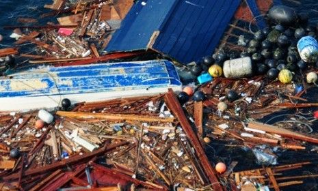 Debris floats off the coast of Japan soon after the March earthquake and tsunami: A wave of garbage the size of Texas is slowly making its way to the U.S.