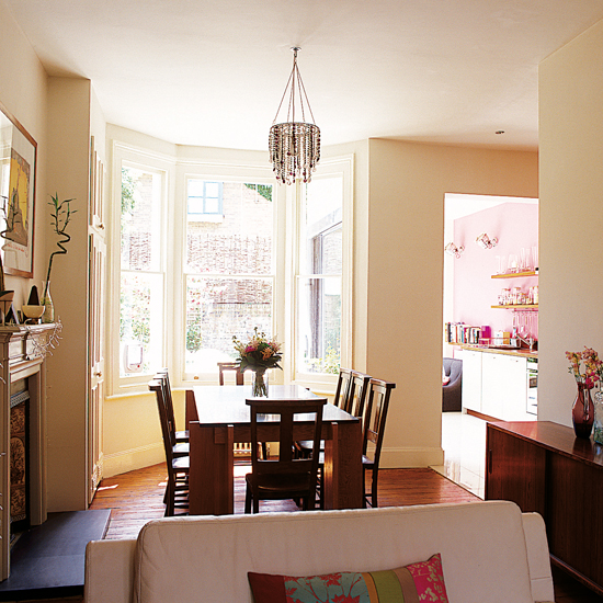 living and dinning area with cream wall