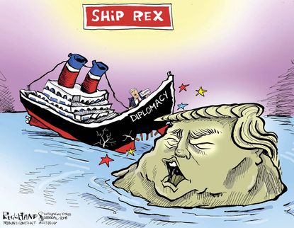 Political cartoon U.S. Rex Tillerson firing Titanic