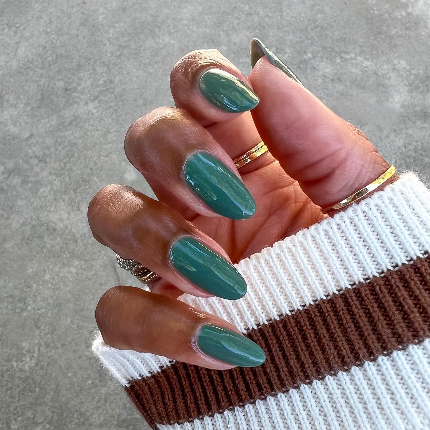 A teal manicure