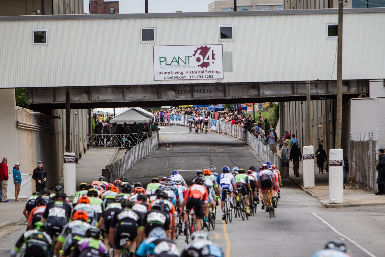 A break in the mens race goes up the road.