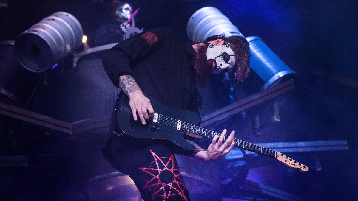 Jim Root of Slipknot performs on stage on day 2 of Download Festival 2019 at Donington Park 