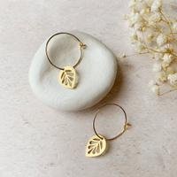 Lucent Studios Leaf Drop Hoop Earrings: £16