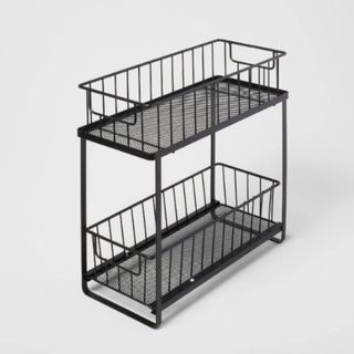 Brightroom Two Tiered Slide Out Organizer in black metal