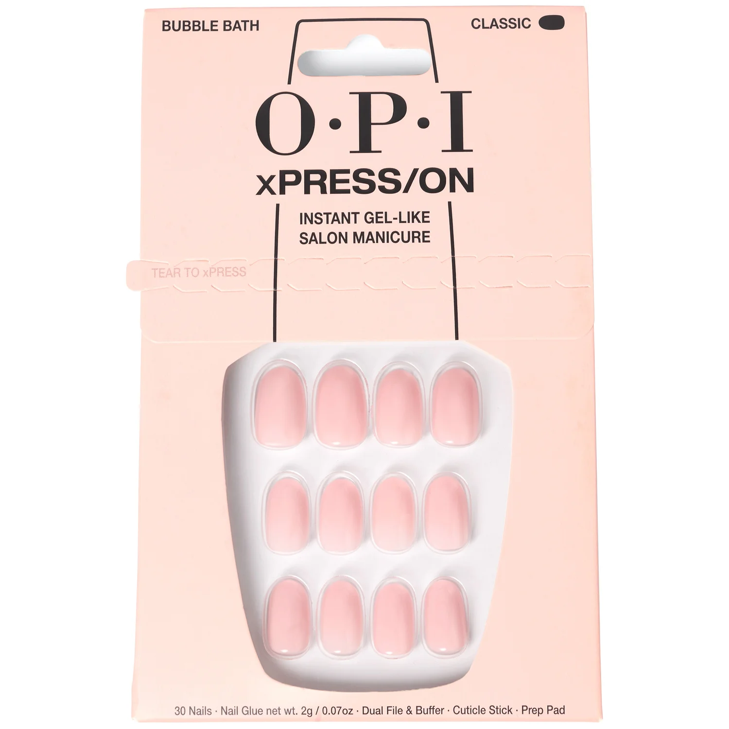 Opi Xpress/on Sheer Pink Press on Nails Gel-Like Salon Manicure - Bubble Bath