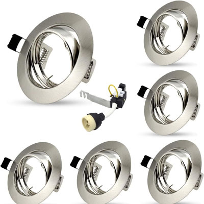 set of six stainless steel downlights