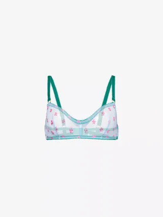 DORA LARSEN, Sage Floral-Embroidered Recycled-Nylon Bra