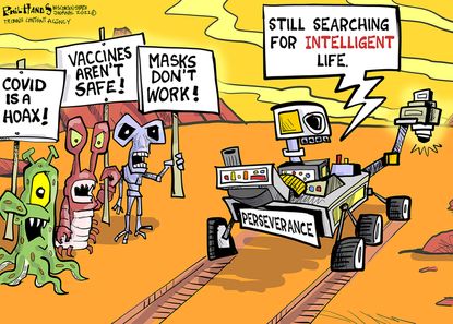 Editorial Cartoon U.S. mars rover perseverance covid