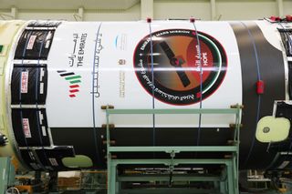 A view of the second stage of the rocket that will launch the UAE's Hope mission to Mars.