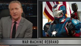 Bill Maher in Iron Man 2 next to an image of War Machine.