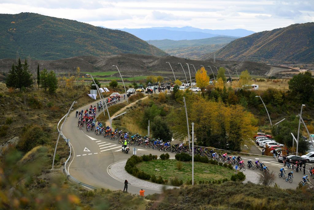 SALLENT DE GLLEGO SPAIN OCTOBER 25 Peloton Public Fans Landscape during the 75th Tour of Spain 2020 Stage 6 a 1464km stage from Biescas to Sallent de Gllego Aramn Formigal 1790m lavuelta LaVuelta20 La Vuelta on October 25 2020 in Sallent de Gllego Spain Photo by David RamosGetty Images