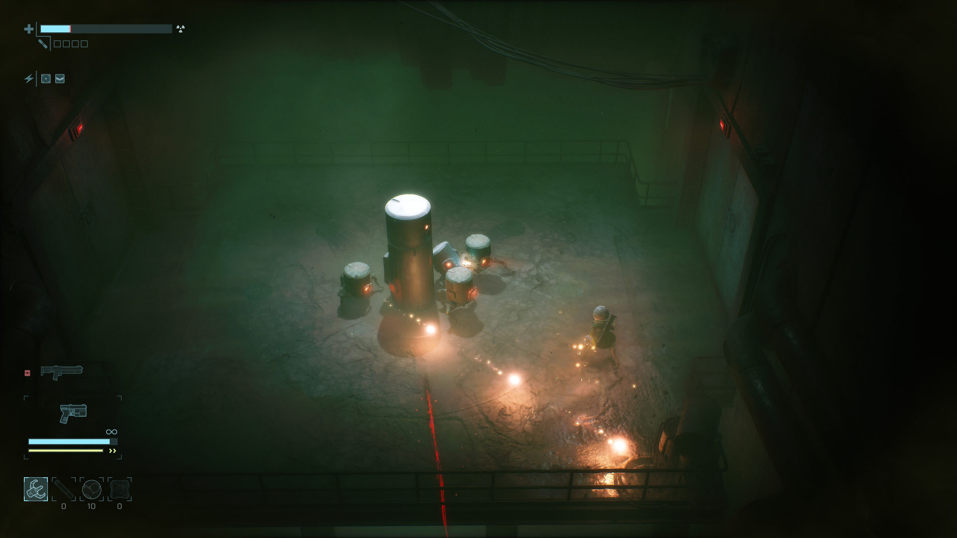 A metal can enemy attacks in End of Abyss
