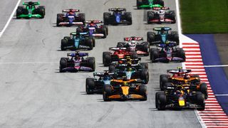 Max Verstappen leads the pack at the beginning of the 2024 Austrian GP.