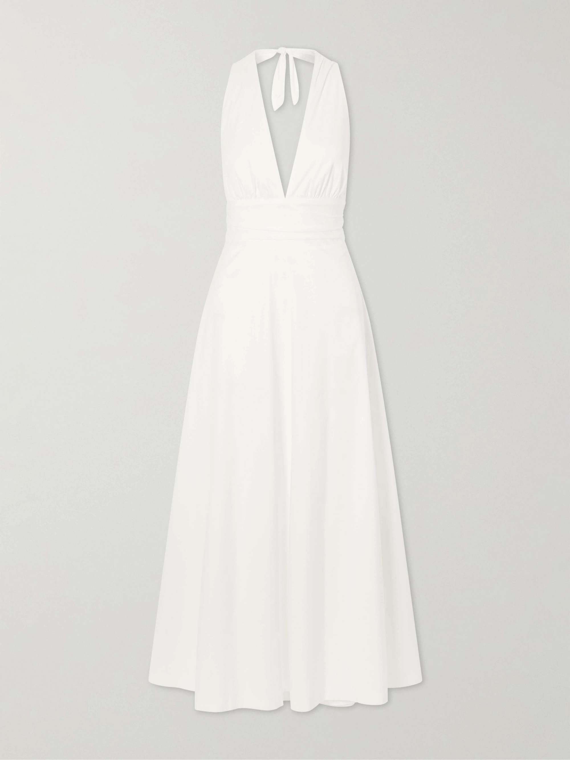 Marilyn Organic Cotton-Blend Poplin Halterneck Maxi Dress