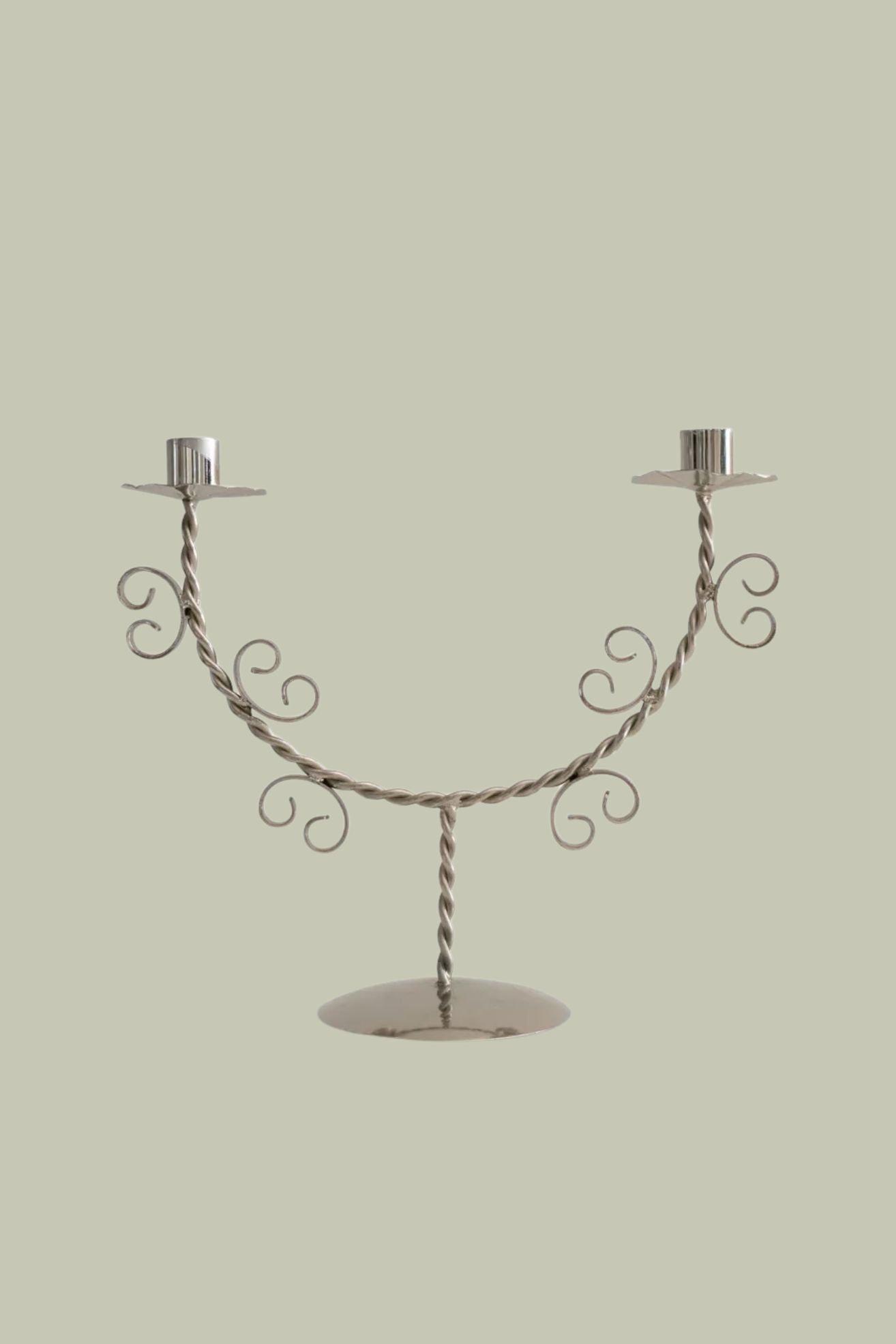SOPHIE LOU JACOBSEN, Twist Double-Arm Stainless-Steel Candlestick Holder