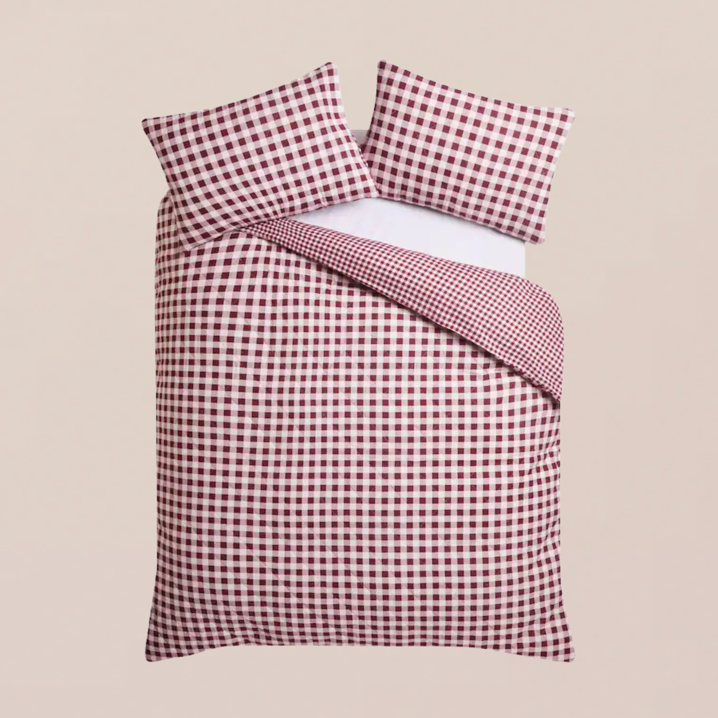 Red gingham bed sheet