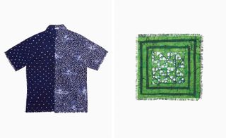 Left, Lagos shirt. Right, ‘Green lime’ fabric square