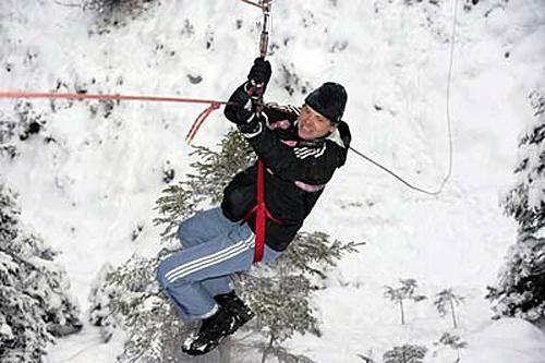 'C'mon guys, let me back up...' Jan Ullrich gets into the spirit of things in the snow