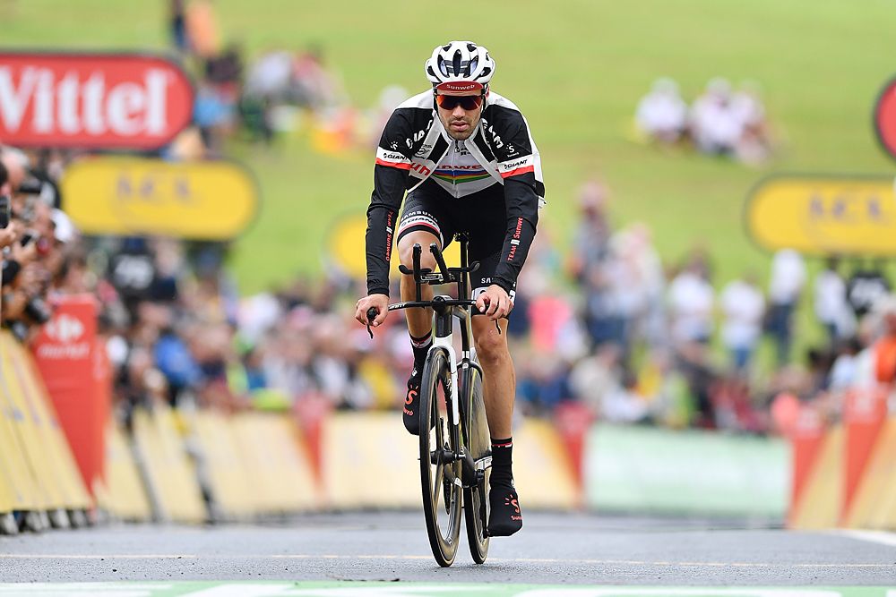 Tom Dumoulin (Sunweb) warming up ahead of the 20th stage time trial at the Tour de France