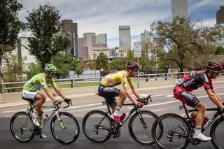 Downtown Denver looms for overall race winner Tejay van Garderen (BMC) and stage winner Peter Sagan (Cannondale).