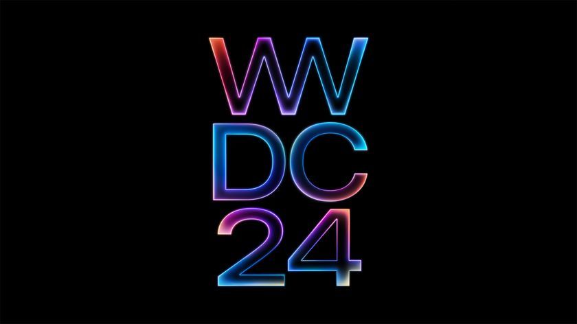 Apple&#039;s WWDC 2024 logo on a black background.