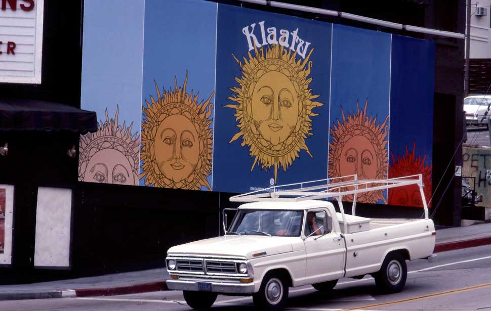 Klaatu billboard painted on the side of the Whisky A Go Go on Sunset Strip in Los Angeles, CA