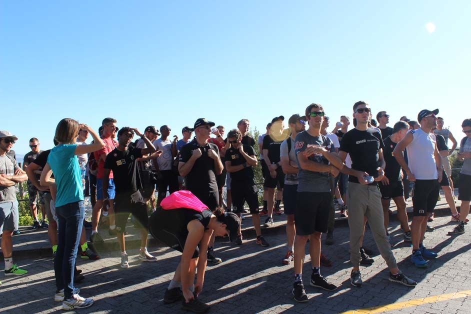 The team gathers for the start of the hike