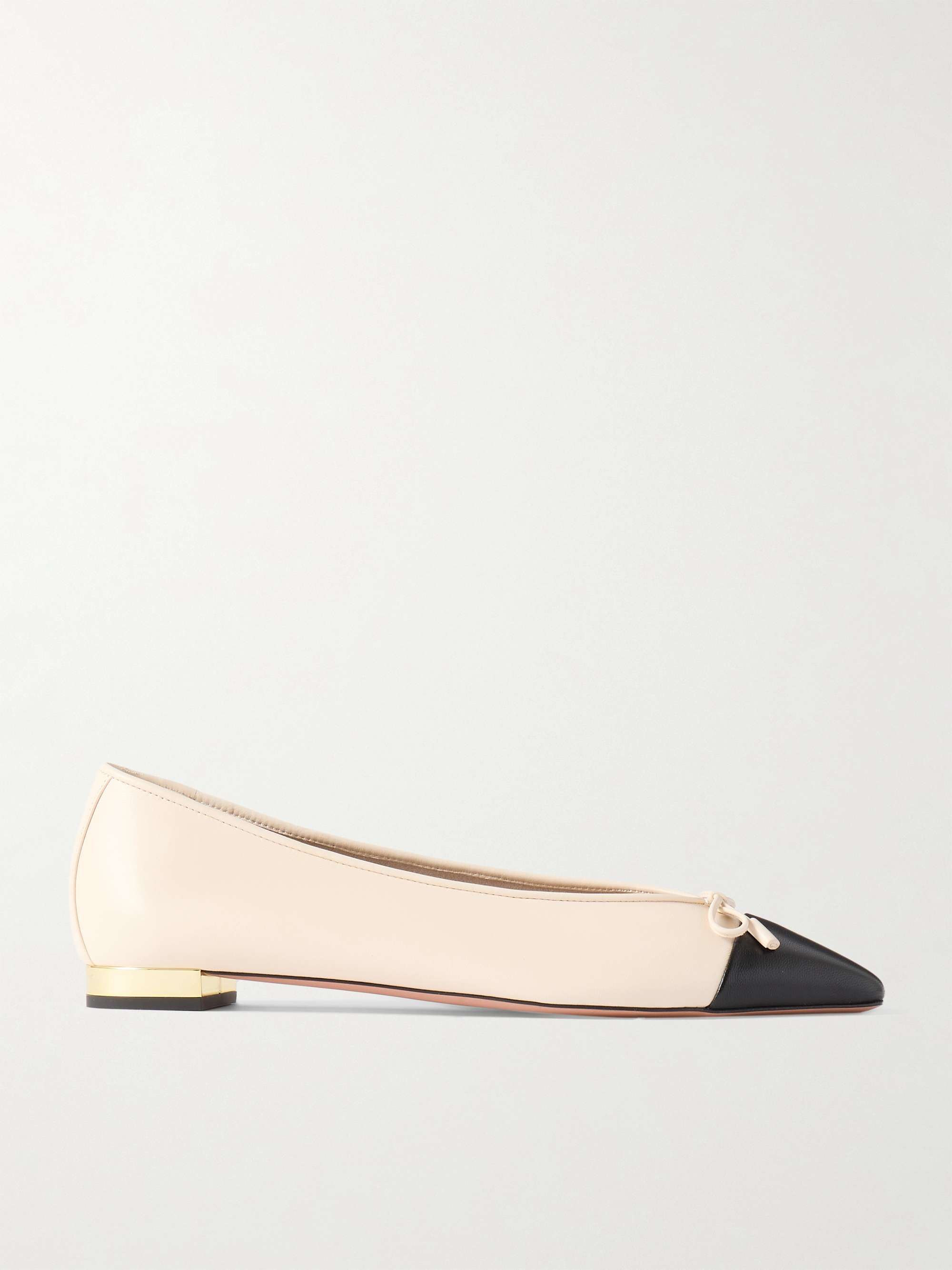 Gioia Bow-Detailed Two-Tone Leather Ballet Flats