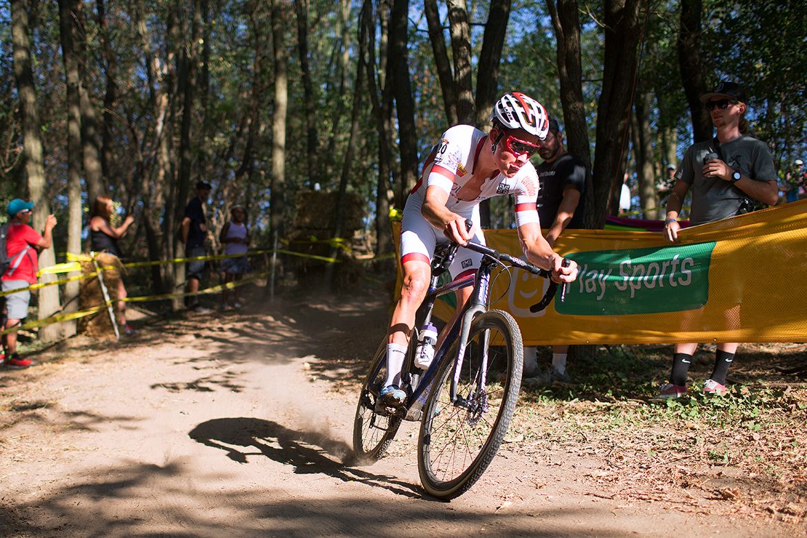 Mathieu van der Poel (Beobank-Corendon) riding to the win