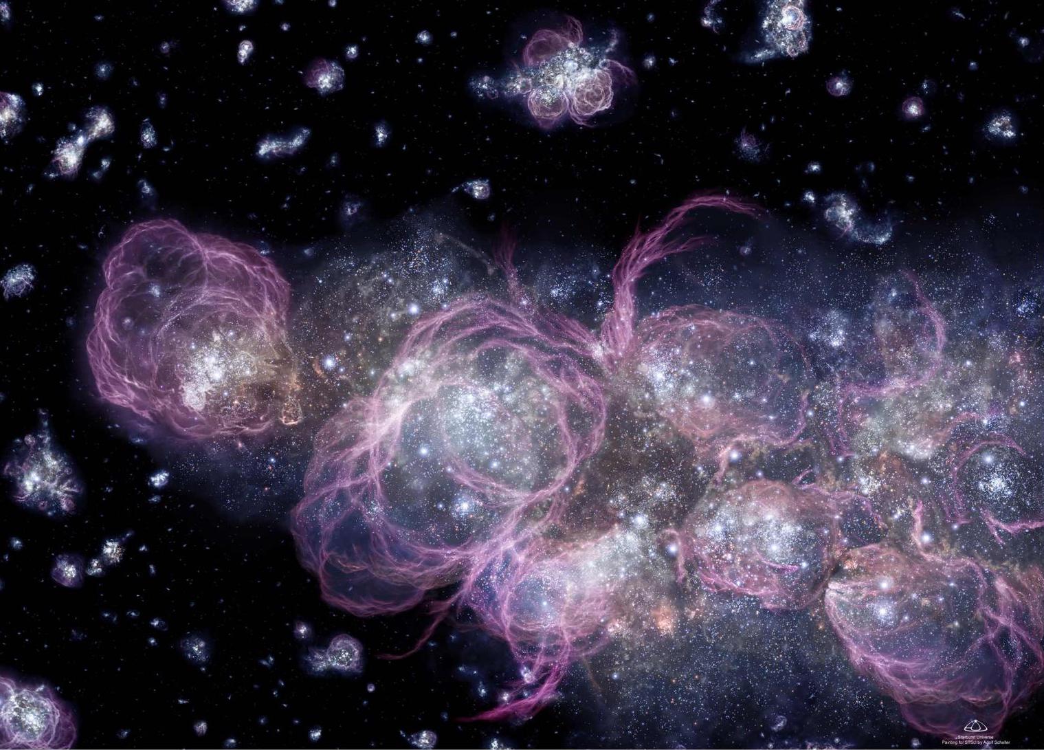 An artist's impression of the early universe, around the time of the elusive hypernova explosion.