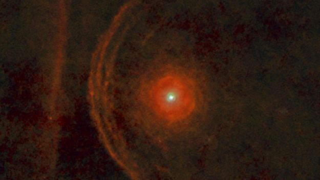 In about 5,000 years, Betelgeuse is going to run straight into a line of dust (left).