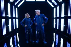 Virgin Galactic's Sir Richard Branson models the new line of "spacewear" created in partnership with Under Armour.