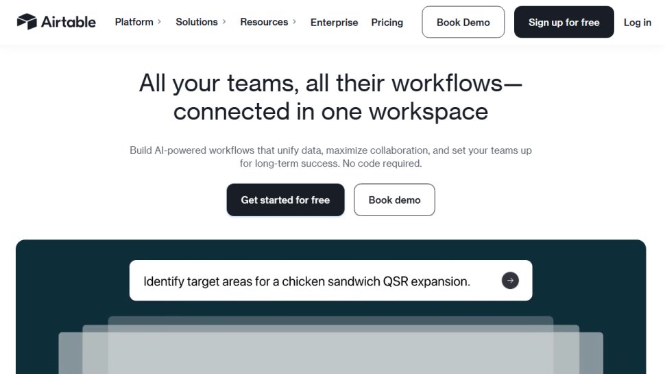 Website screenshot of Airtable (February, 2026)